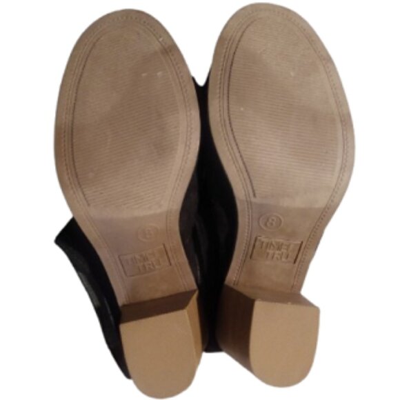 Women's Time and Tru Black Suade Wedge Heel Sandals Size 8 - Picture 7 of 8